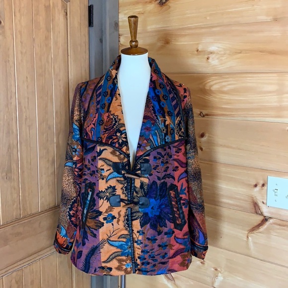 Parsley & Sage Jackets & Blazers - Parsley & Sage vibrant color tapestry jacket with toggle closure Size XL